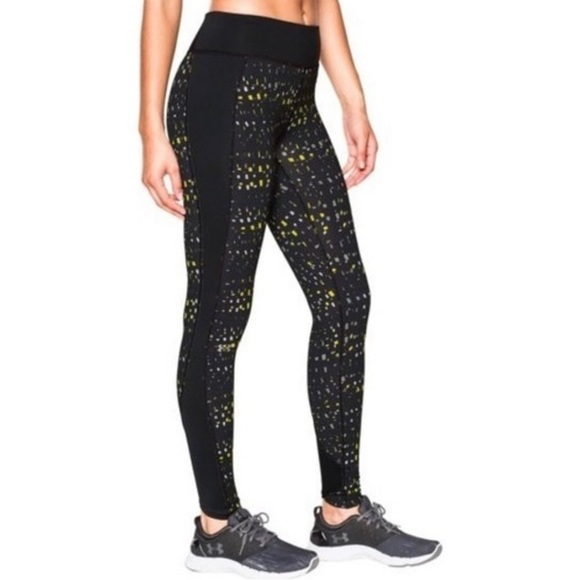 Under Armour Yellow Speckled Cold Gear Compression Leggings‎ - Picture 1 of 5